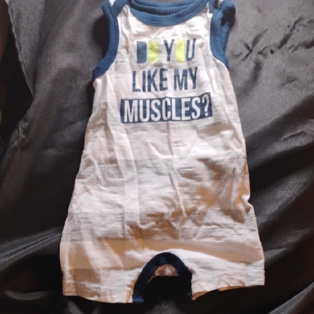 Cherokee Blue and White Baby Sleeveless Romper